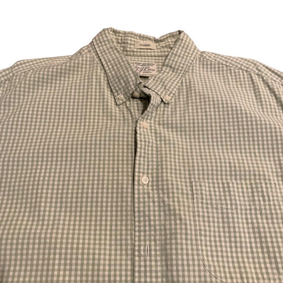 J. Crew Men’s Classic Button Down Green White Checkered Shirt Size XL - Picture 3 of 8